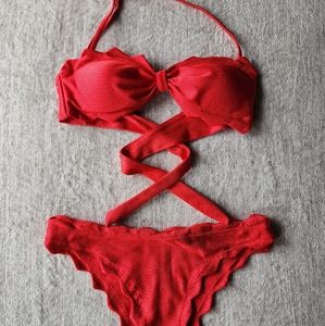 Red Cupshe Bikini Strapless or Halter